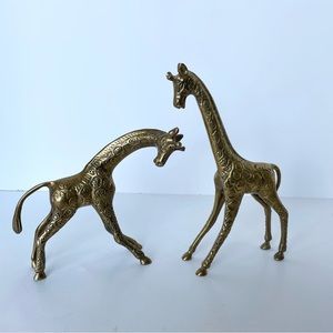 Pair of brass giraffes MCM